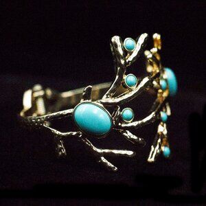 FAUX TURQUOISE TWIG HINGE BRACELET - JBHTDT1